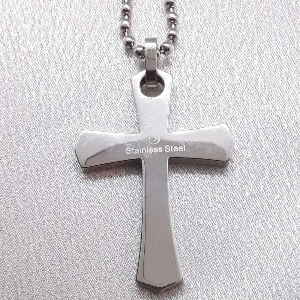 NEW Stuller Stainless steel cross necklace